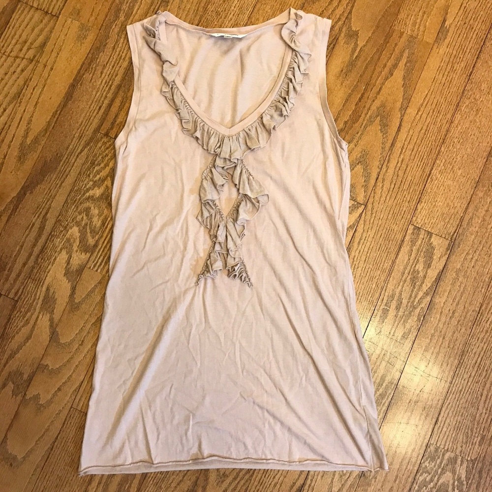cAbi Womens M Decorative Ruffle Peach Tank Top